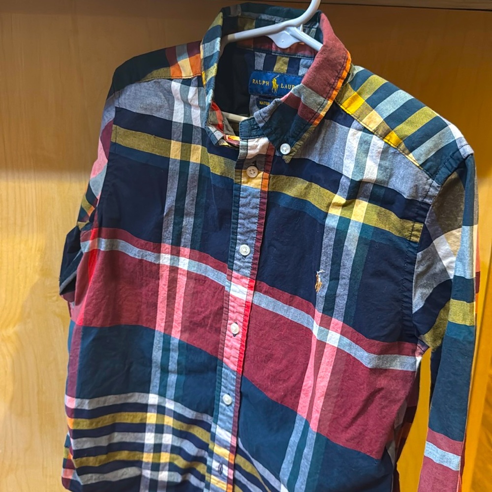Boys Size 7 Ralph Lauren Plaid Red, Yellow, Green, Blue, White Dress shirt
